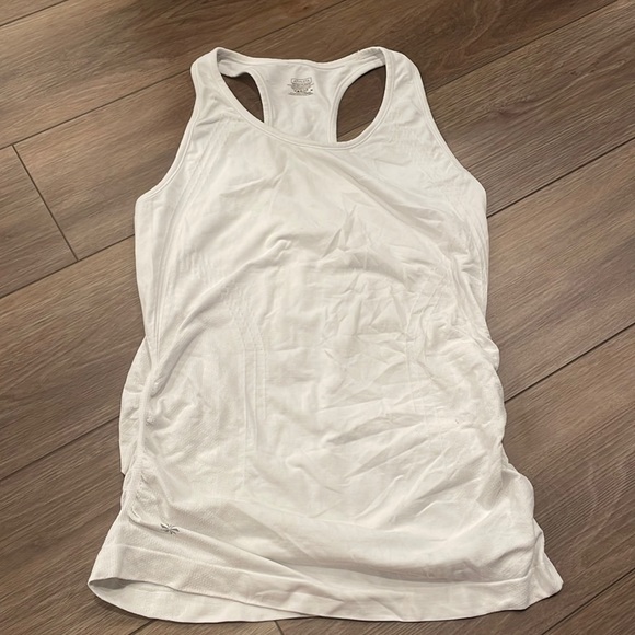 Athleta White Speedlight Racerback Ruched Fitted Workout Tank Top - Picture 1 of 8